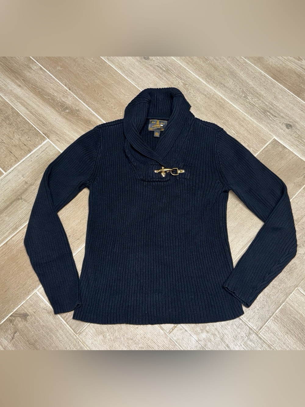 Ralph Lauren Black Label Ribbed Knit Fishermans Sweater Size Large
